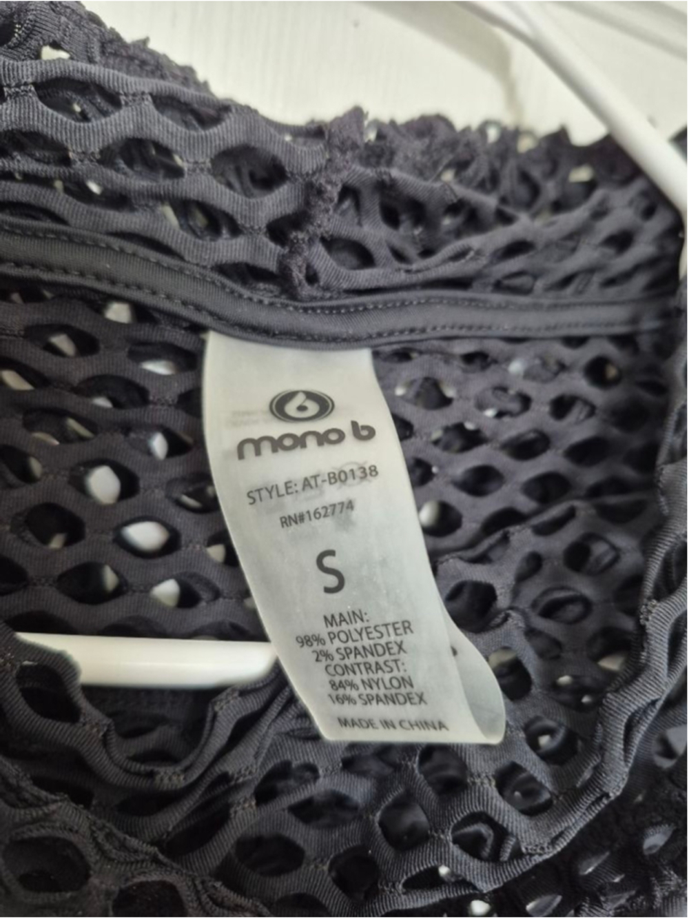 Women's Mono B Black Long Sleeve Mesh Top S - Picture 3 of 5